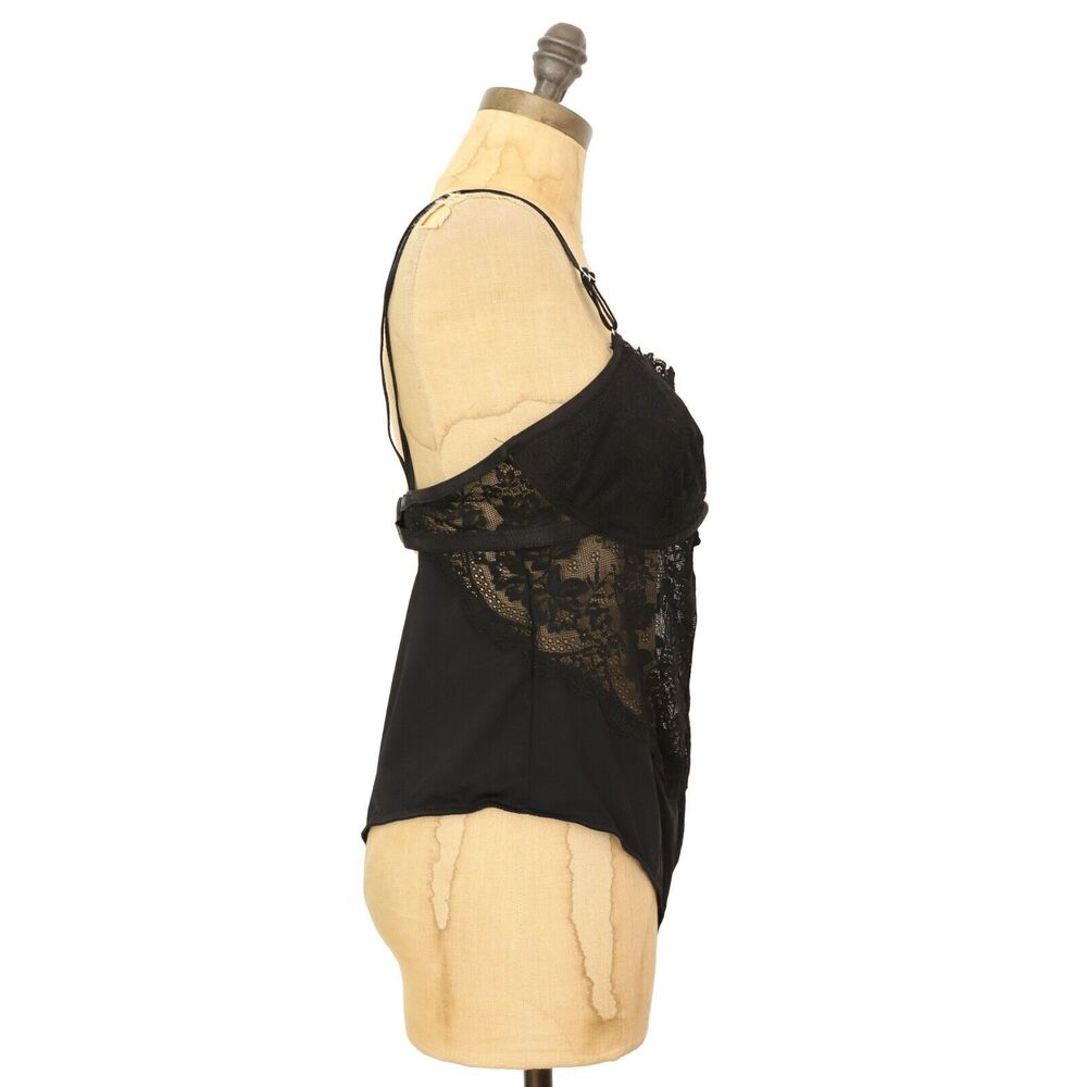 HUNKEMOLLER Alana Thong Bodysuit L Black Caviar Teddy Lace Lingerie Sexy NEW B68 - Picture 3 of 6